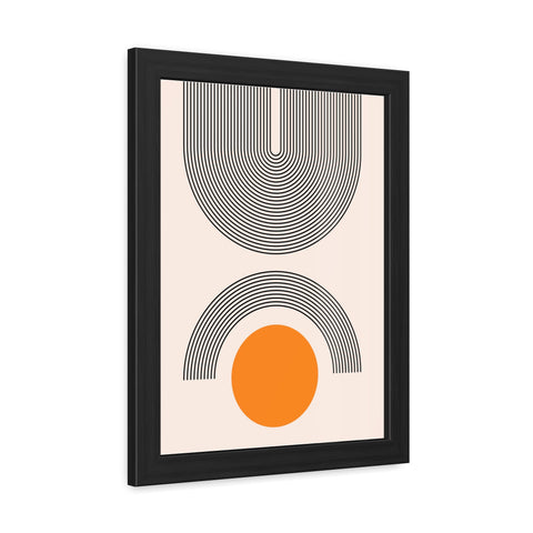 Brenda 2 - Modern Geometric Framed Poster - Minimalist Wall Art with Orange Circle