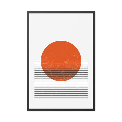 Ink Stamp 3 - Minimalist Sunset Framed Poster - Modern Home Decor Art
