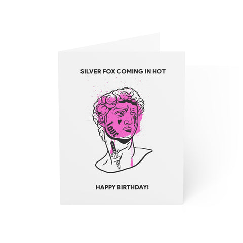 Silver Fox Birthday Greeting Card — Birthday Greeting Card - Illustrated, Funny, Snarky, Modern