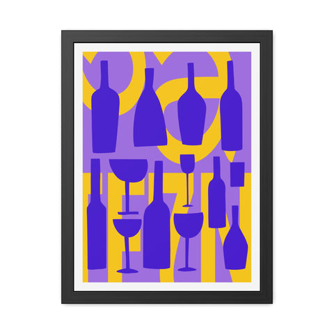 Sonoma 1 - Colorful Wine Bottles Framed Poster | Modern Art for Home Decor