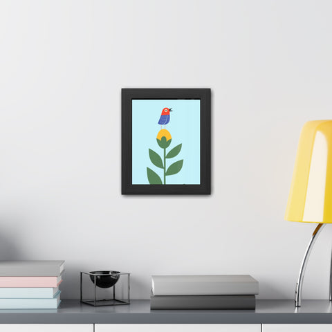 Childrana 2 - Colorful Bird & Flower Framed Poster – Cheerful Wall Art for Nature Lovers