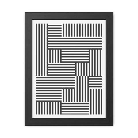 Gridline 4 - Modern Black and White Framed Poster - Minimalist Geometric Wall Art for Home Decor