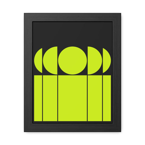 Modernica 1 - Modern Geometric Framed Poster - Bright Yellow and Black Wall Art for Contemporary Decor