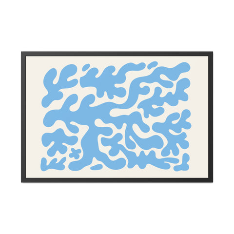 Mer 1 - Abstract Blue Coral Framed Poster - Modern Wall Art for Home Decor