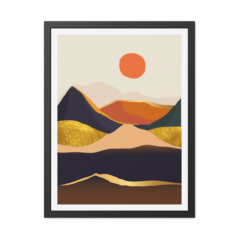 South 1 - Modern Framed Landscape Poster - Abstract Mountain Art for Cozy Home Decor