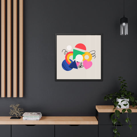 Cluster 1 - Vibrant Abstract Framed Poster - Modern Geometric Wall Art for Home Decor