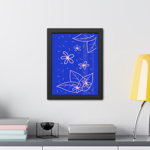 When life gives you lemons 3 - Blue Floral Framed Poster - Modern Botanical Art for Home Decor