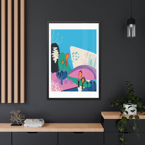 Ericsson 2 - Vibrant Framed Poster Art – Colorful Abstract Landscape