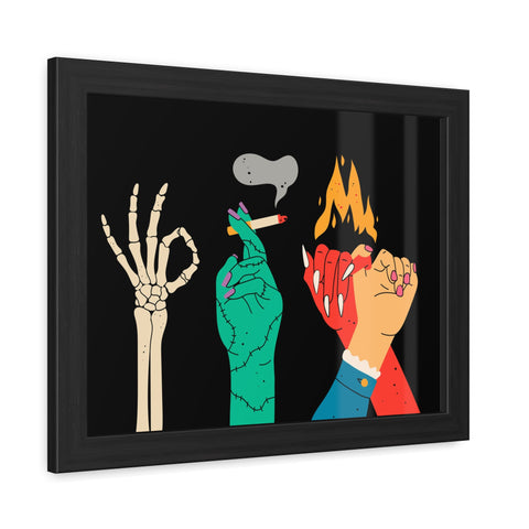 Hands Up - Bold Graphic Framed Posters - Edgy Art for Home Decor