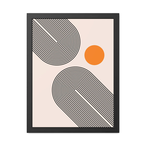 Brenda 1 - Modern Abstract Framed Poster with Geometric Design and Orange Accent