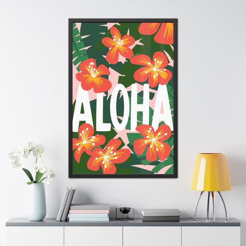 Aloha - Tropical Framed Poster - Bright Floral Wall Art for Home Décor