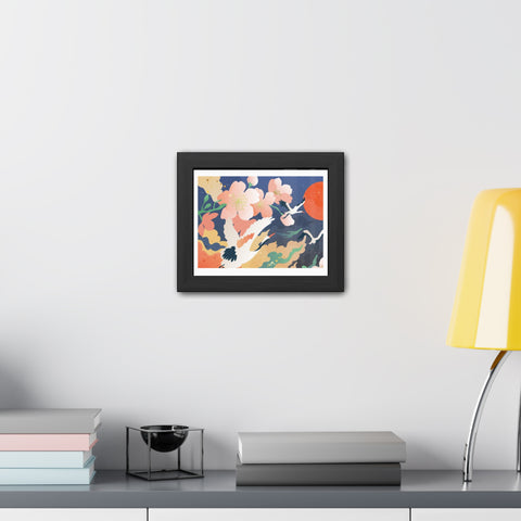 Pelican 1 - Elegant Framed Poster with Cherry Blossoms and Cranes - Art for Home Decor