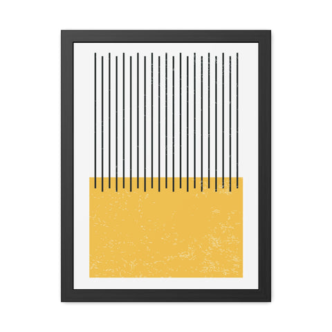 Ink Stamp 4 - Modern Minimalist Framed Poster - Abstract Yellow and Black Design