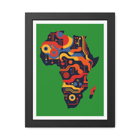 Africa 3 - Colorful African Map Framed Poster - Tech-Inspired Art for Modern Decor