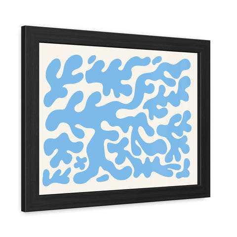 Mer 1 - Abstract Blue Coral Framed Poster - Modern Wall Art for Home Decor