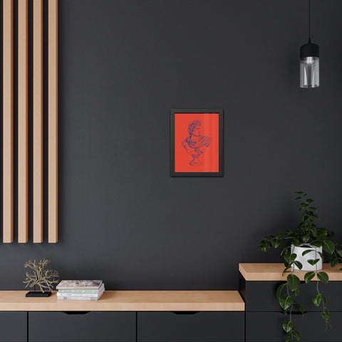 Greeked Out 3 - Vintage-Inspired Framed Poster of Classical Bust on Vibrant Background