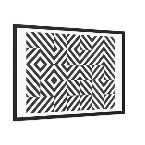 Horizon Grid 2 - Modern Geometric Framed Poster - Black and White Wall Art for Home Decor