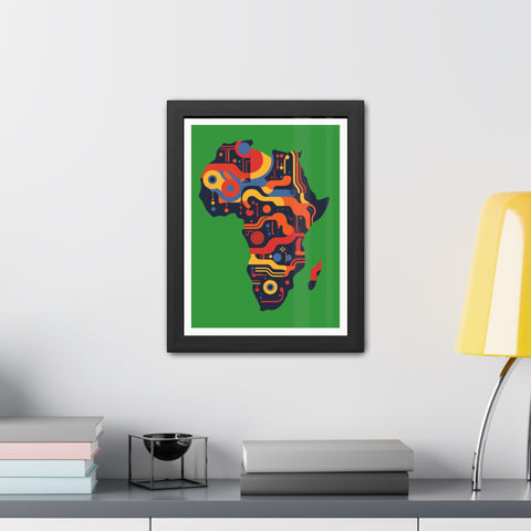 Africa 3 - Colorful African Map Framed Poster - Tech-Inspired Art for Modern Decor