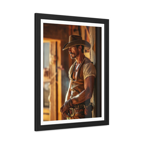 Cowboy 1 - Rustic Western Framed Poster - Cowboy Wall Art for Home Decor