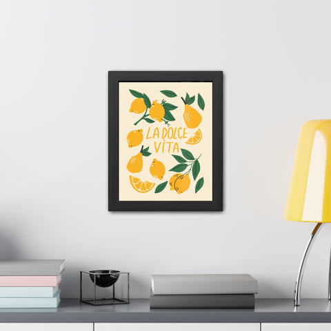 La Dolce Vita Lemon Framed Poster – Bright and Cheerful Wall Art for Home Decor