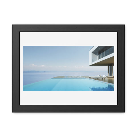Infinity - Modern Minimalist Framed Poster - Serene Poolside View for Home Decor