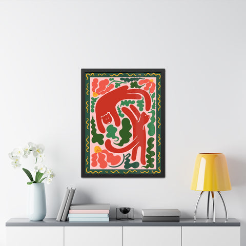 Amazon 4 - Whimsical Bear Framed Poster - Vibrant Animal Art for Nature Lovers