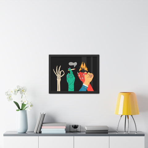 Hands Up - Bold Graphic Framed Posters - Edgy Art for Home Decor