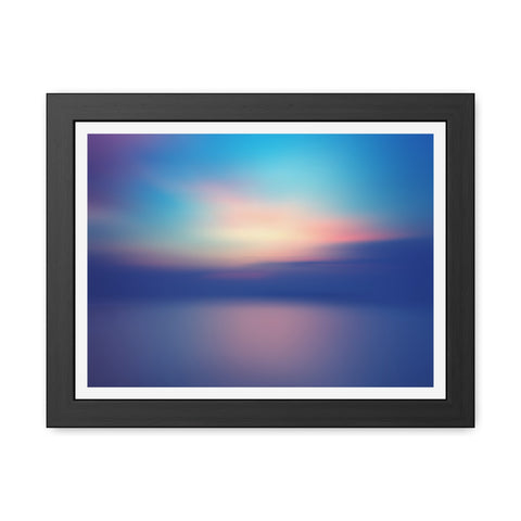 Ariel Sunset - Calming Framed Poster - Abstract Blue and Pink Wall Art for Home Decor