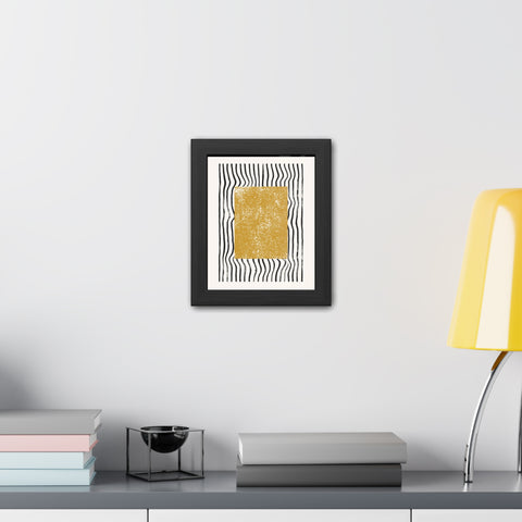 Ink Block 1 - Modern Abstract Framed Poster - Yellow and Black Art for Home Decor
