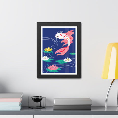 Japanese Garden 1 - Koi Fish Framed Poster - Tranquil Water Lily Art for Home Décor