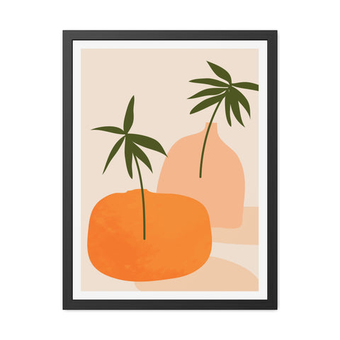 Agora 2 - Modern Framed Poster - Abstract Palm and Fruit Design for Home Decor