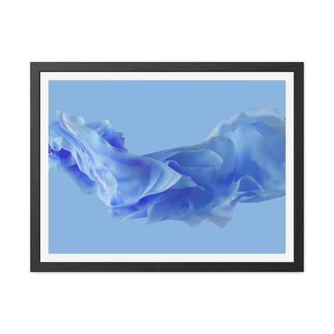 Foldable Study - Serene Blue Abstract Framed Poster - Modern Wall Art Decor for Calm Spaces