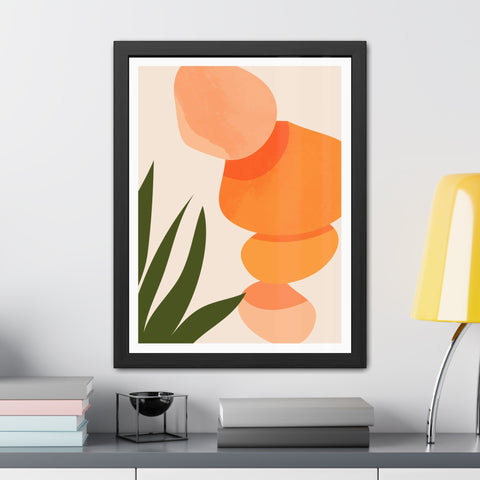Agora 3 - Modern Abstract Framed Poster - Earthy Tones for Home Décor