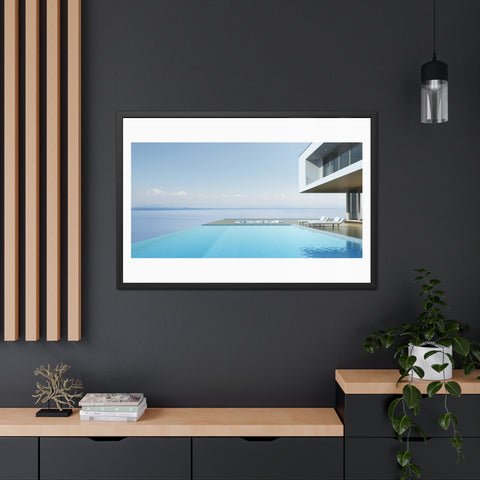 Infinity - Modern Minimalist Framed Poster - Serene Poolside View for Home Decor