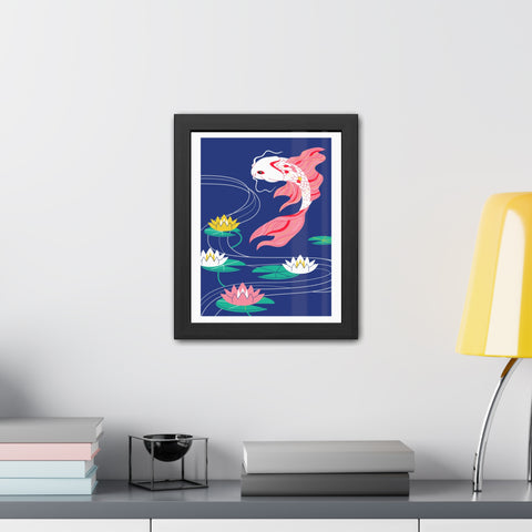 Japanese Garden 1 - Koi Fish Framed Poster - Tranquil Water Lily Art for Home Décor