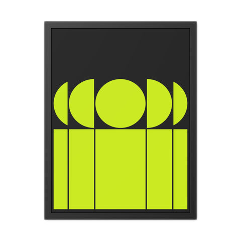 Modernica 1 - Modern Geometric Framed Poster - Bright Yellow and Black Wall Art for Contemporary Decor