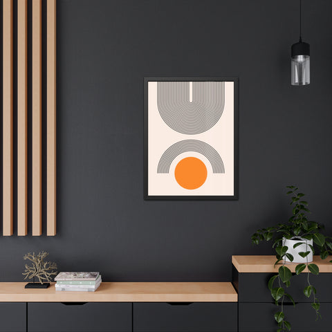 Brenda 2 - Modern Geometric Framed Poster - Minimalist Wall Art with Orange Circle