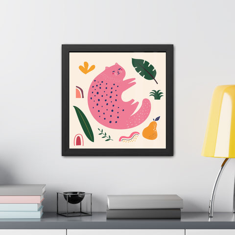 Cat lounger 1 - Whimsical Cat Framed Poster - Playful Wall Art for Cat Lovers