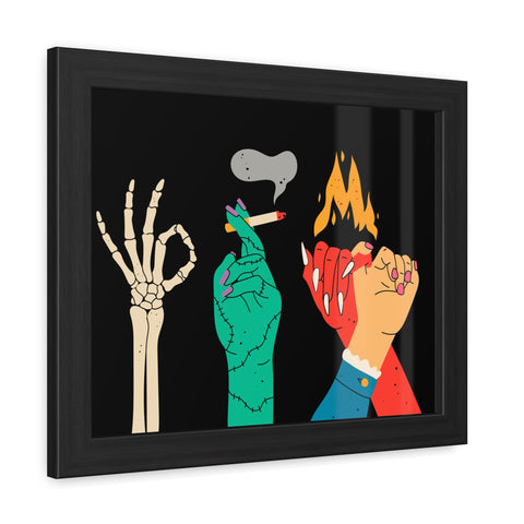Hands Up - Bold Graphic Framed Posters - Edgy Art for Home Decor
