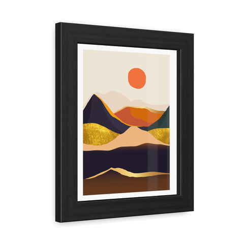 South 1 - Modern Framed Landscape Poster - Abstract Mountain Art for Cozy Home Decor