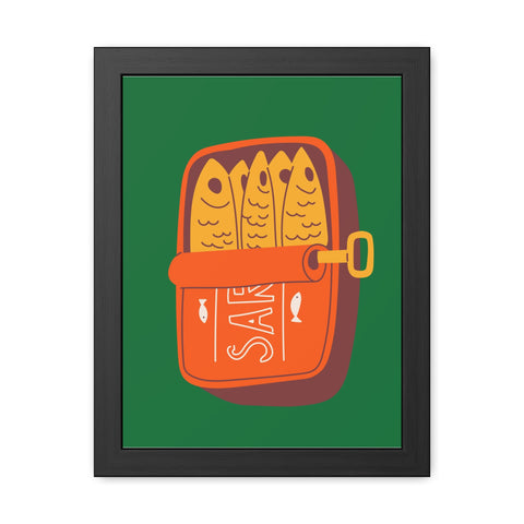 Whimsical Sardines Can Framed Poster – Quirky Wall Art for Foodies and Home Decor