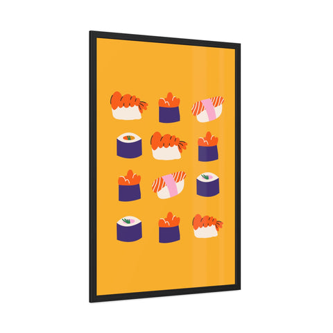 Whimsical Sushi Framed Poster - Colorful Japanese Cuisine Art