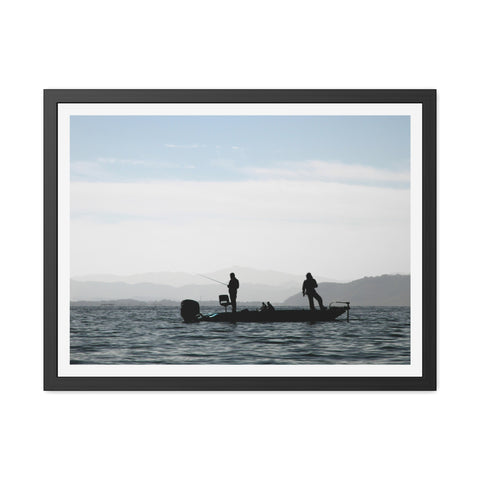 Fishing Boat - Silhouette Framed Poster - Perfect for Outdoor Enthusiasts and Home Decor