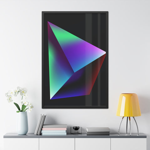 Omega 3 - Minimalist Geometric Framed Poster - Vibrant 3D Triangle Art for Modern Decor