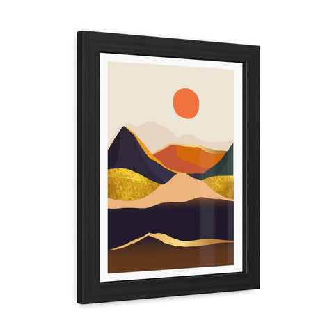 South 1 - Modern Framed Landscape Poster - Abstract Mountain Art for Cozy Home Decor