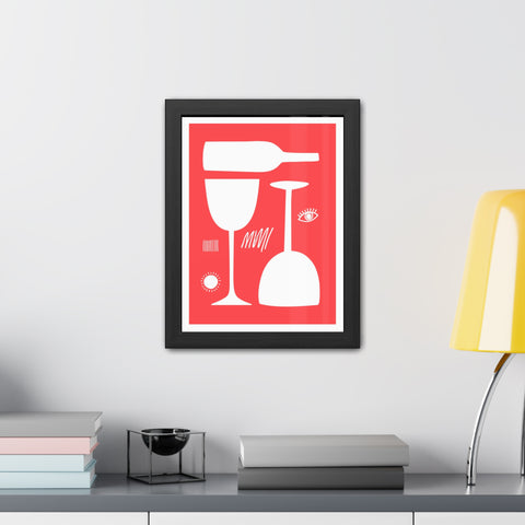 Wine Country 5 - Modern Abstract Framed Poster - Wine Glass & Bottle Art