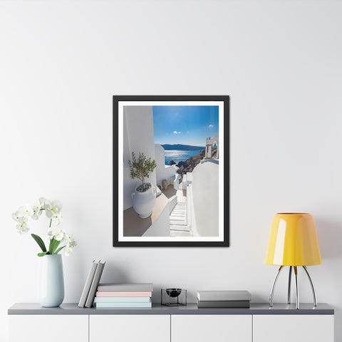 Greek Summer - Serene Coastal Framed Poster - Perfect for Home Decor & Gift Ideas
