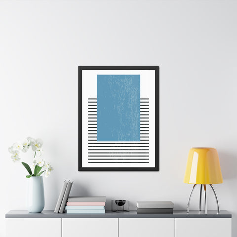 Ink Stamp 2 - Modern Minimalist Framed Poster - Blue Abstract Design for Home Decor