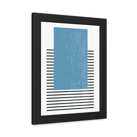 Ink Stamp 2 - Modern Minimalist Framed Poster - Blue Abstract Design for Home Decor