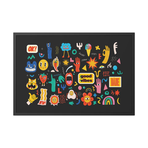 Good Vibes Framed Poster – Colorful Wall Art for Positive Energy